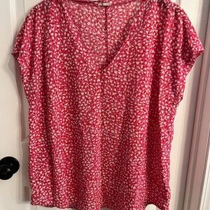 Jodifl Pink and White Flowy Dolman Top Size 1X